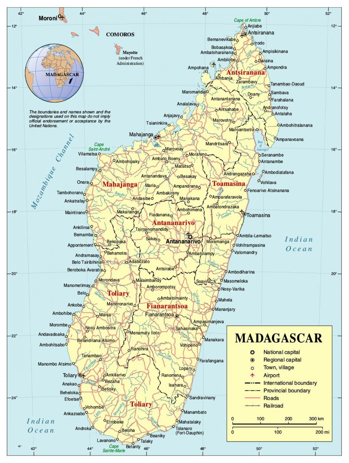 zemljevid Madagaskar cesti