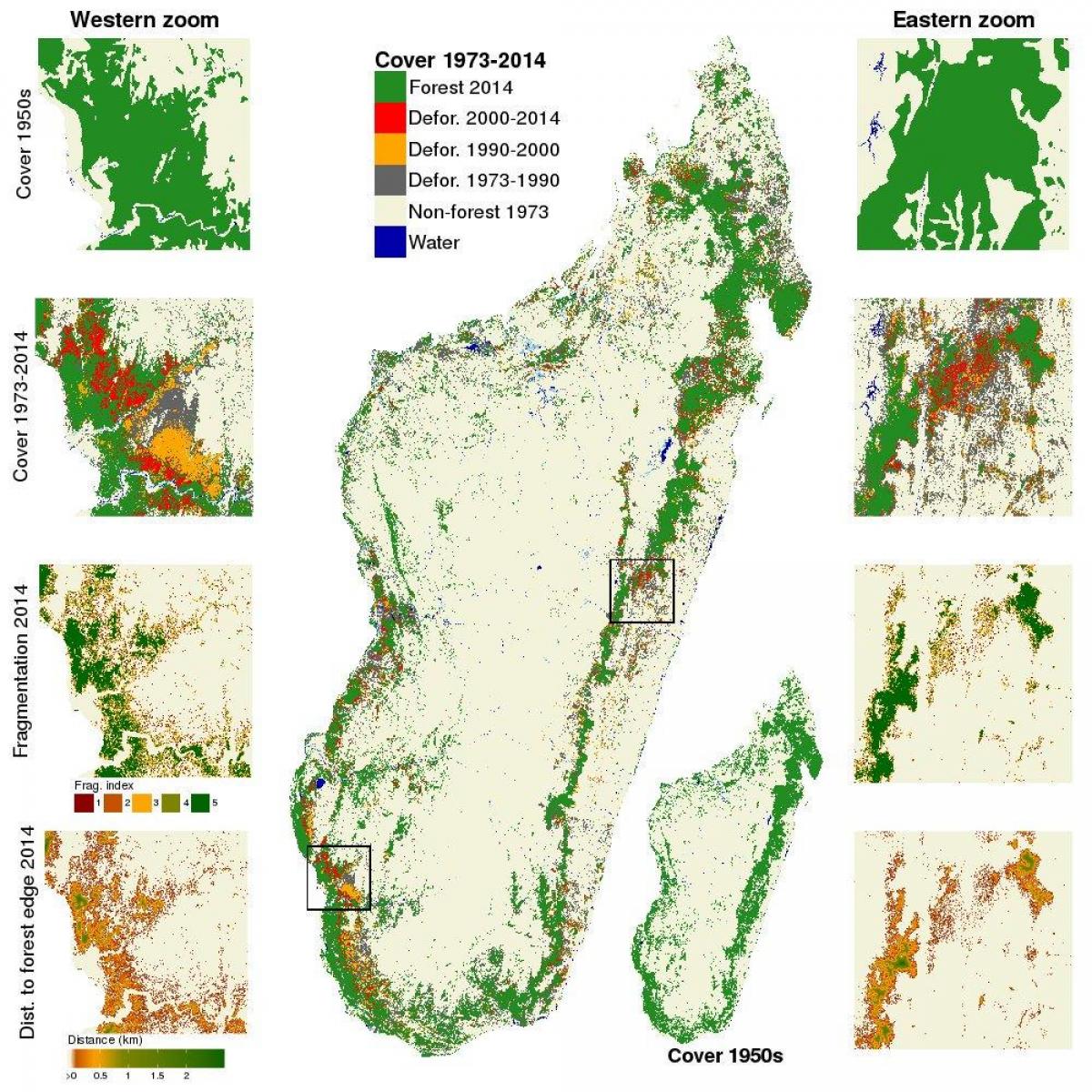 zemljevid Madagaskar krčenje gozdov