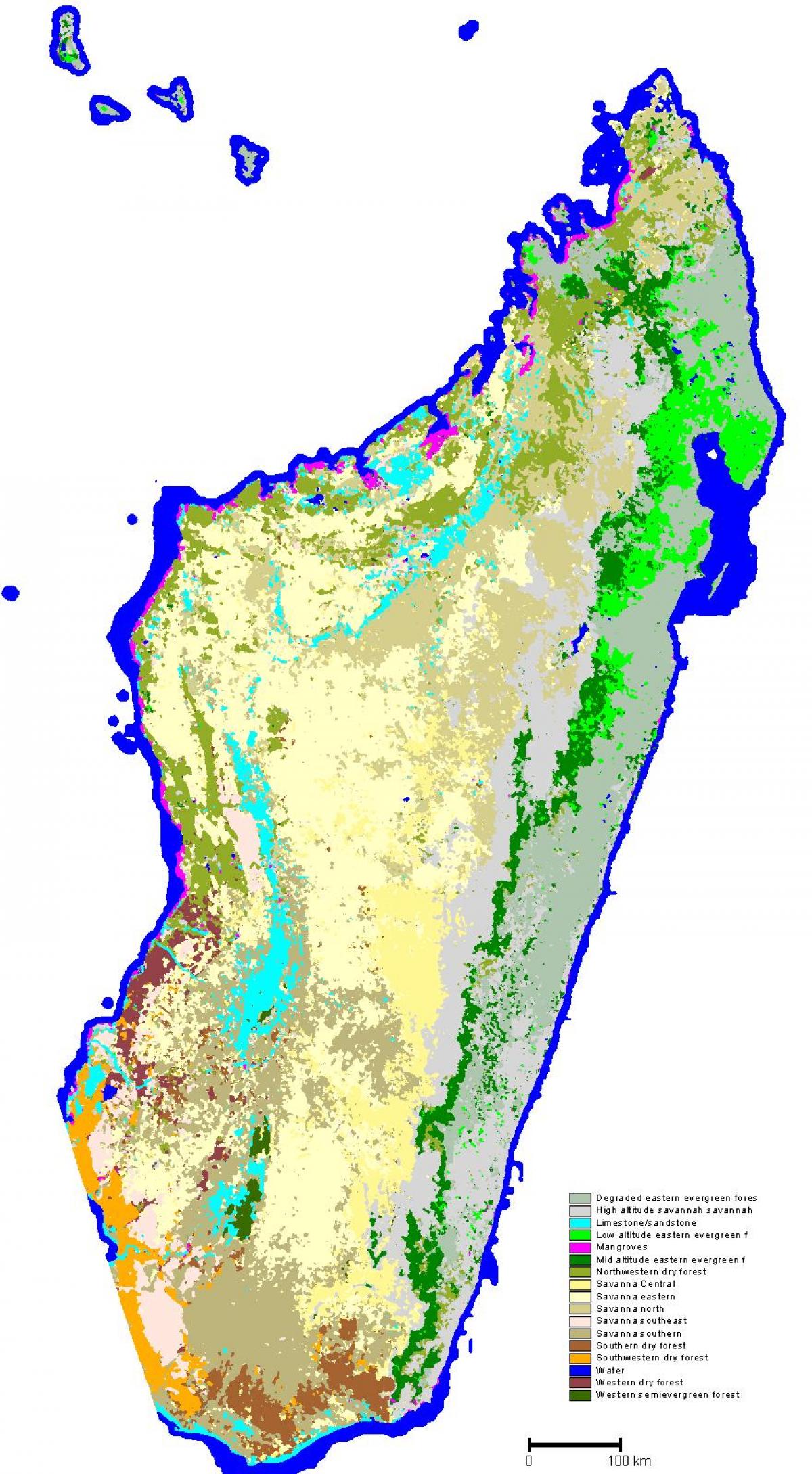 zemljevid Madagaskar vegetacijo