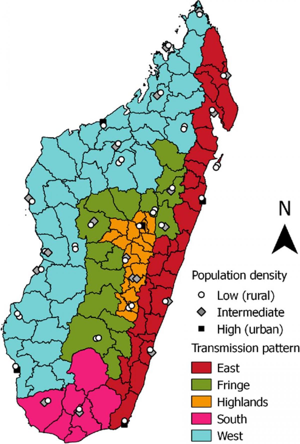 malarija Madagaskar zemljevid