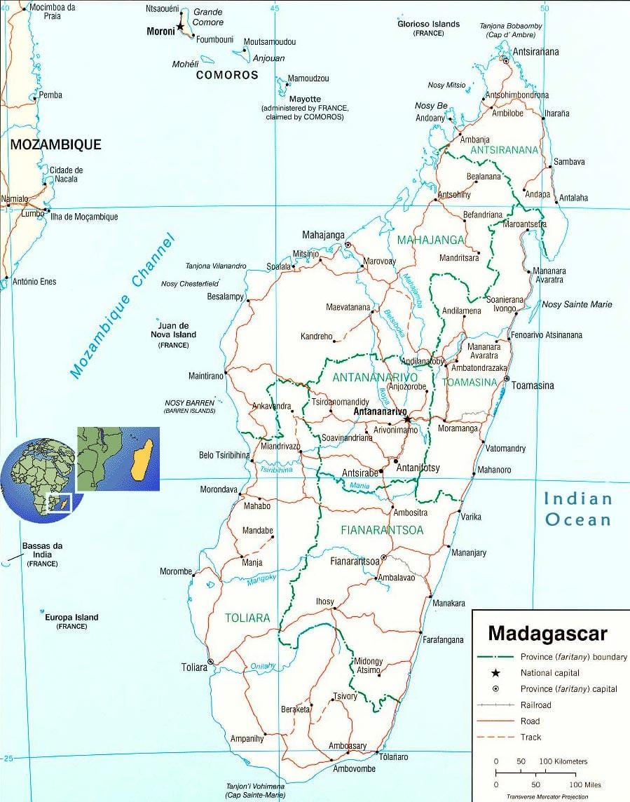 zemljevid Madagaskar reke