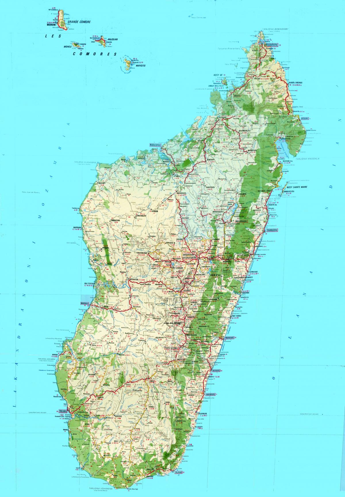 zemljevid Madagaskar topografske