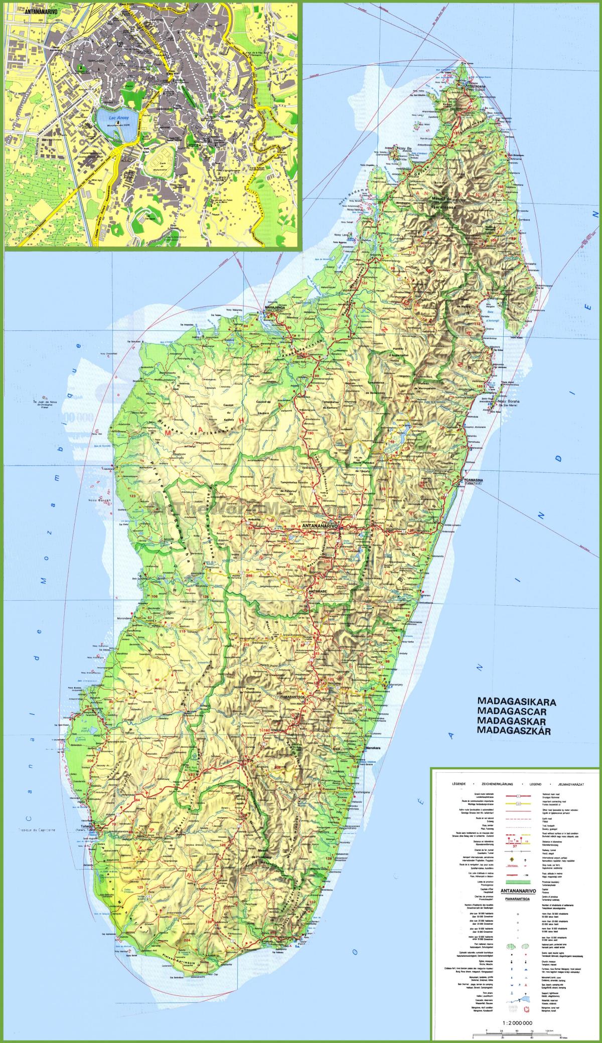 zemljevid, ki prikazuje Madagaskar