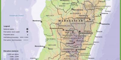 Zemljevid fizični zemljevid Madagaskar