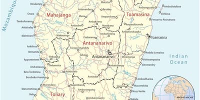 Zemljevid Madagaskar letališča