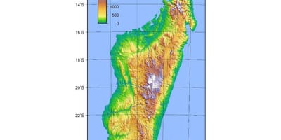 Zemljevid Madagaskar nadmorske višine